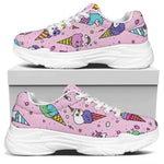 Girly Unicorn Ice Cream Pattern Print White Chunky Shoes