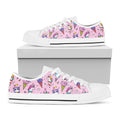 Girly Unicorn Ice Cream Pattern Print White Low Top Sneakers