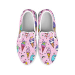 Girly Unicorn Ice Cream Pattern Print White Slip On Sneakers