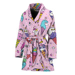 Girly Unicorn Ice Cream Pattern Print Women's Bathrobe