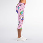 Girly Unicorn Ice Cream Pattern Print Women's Capri Leggings