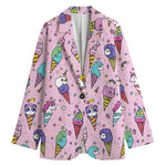 Girly Unicorn Ice Cream Pattern Print Women's Cotton Blazer