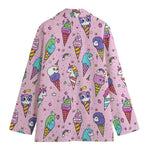 Girly Unicorn Ice Cream Pattern Print Women's Cotton Blazer