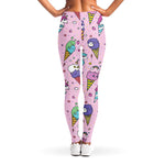 Girly Unicorn Ice Cream Pattern Print Women's Leggings