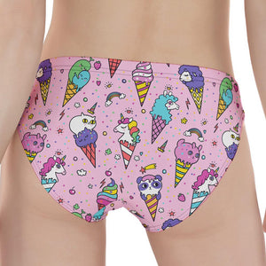 Girly Unicorn Ice Cream Pattern Print Women's Panties