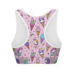 Girly Unicorn Ice Cream Pattern Print Women's Sports Bra