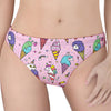 Girly Unicorn Ice Cream Pattern Print Women's Thong