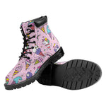 Girly Unicorn Ice Cream Pattern Print Work Boots