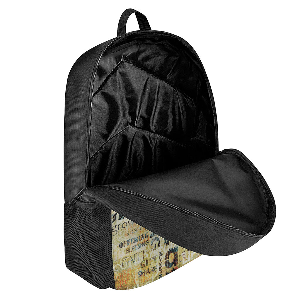 Giving And Tithing Religious Words Print 17 Inch Backpack