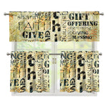 Giving And Tithing Religious Words Print 3 Piece Kitchen Curtains