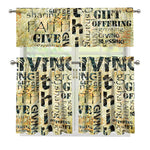 Giving And Tithing Religious Words Print 3 Piece Kitchen Curtains
