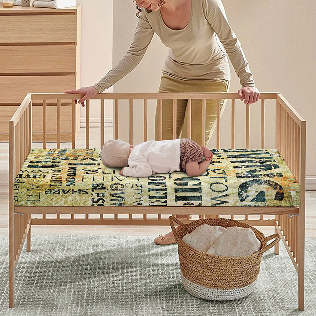 Giving And Tithing Religious Words Print Baby Crib Sheet