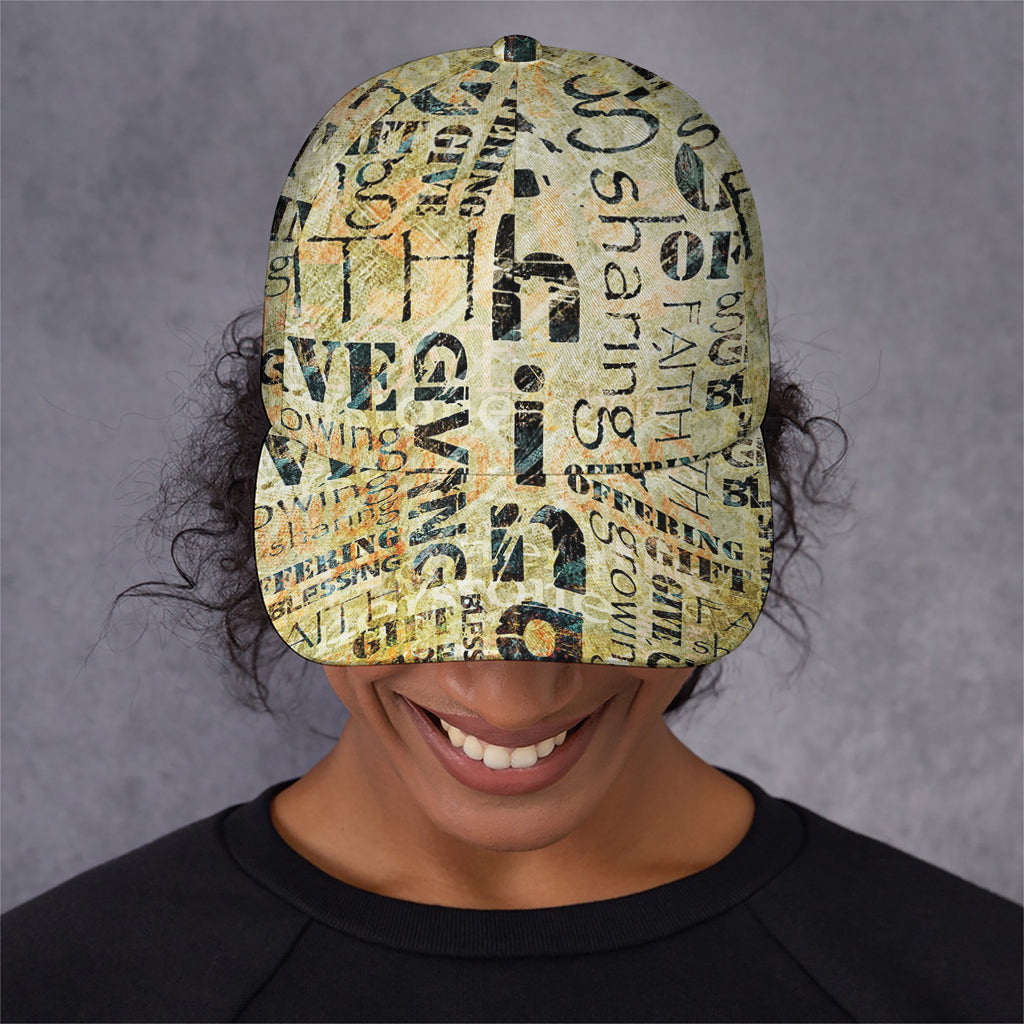 Giving And Tithing Religious Words Print Baseball Cap