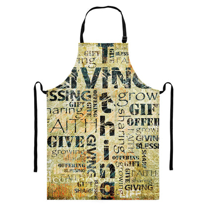 Giving And Tithing Religious Words Print Bib Apron With Pocket