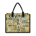 Giving And Tithing Religious Words Print Canvas Tote Bag