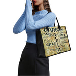 Giving And Tithing Religious Words Print Canvas Tote Bag