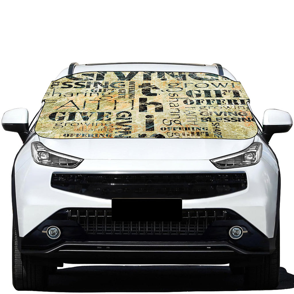 Giving And Tithing Religious Words Print Car Windshield Snow Cover