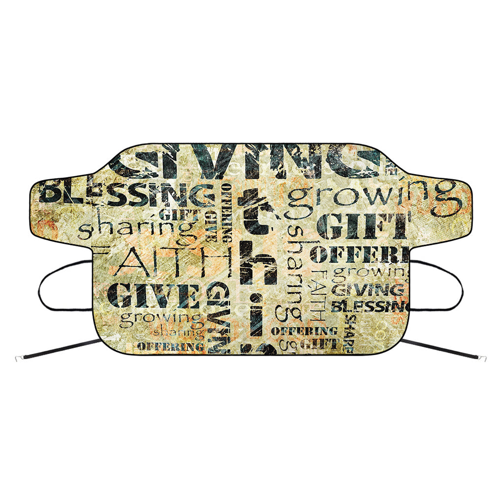 Giving And Tithing Religious Words Print Car Windshield Snow Cover