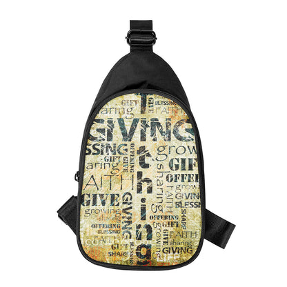 Giving And Tithing Religious Words Print Chest Bag