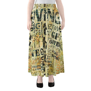 Giving And Tithing Religious Words Print Chiffon Maxi Skirt