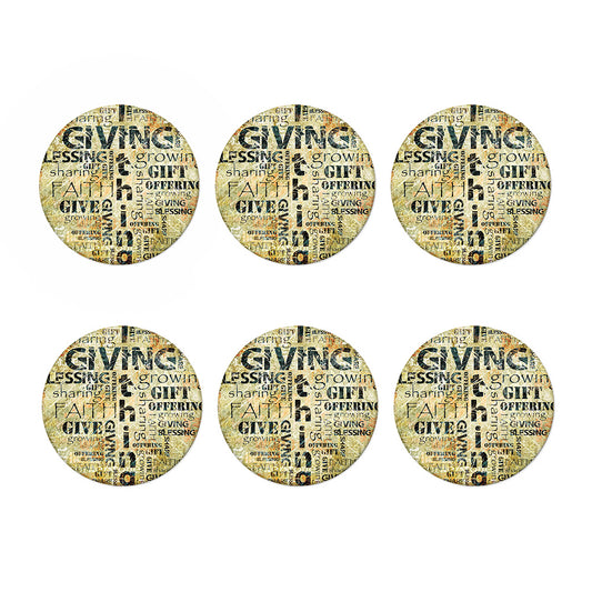 Giving And Tithing Religious Words Print Coaster Set