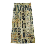 Giving And Tithing Religious Words Print Cotton Front Slit Maxi Skirt