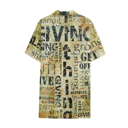 Giving And Tithing Religious Words Print Cotton Hawaiian Shirt