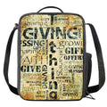 Giving And Tithing Religious Words Print Crossbody Lunch Bag