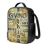 Giving And Tithing Religious Words Print Crossbody Lunch Bag