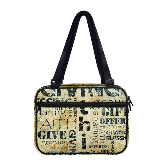 Giving And Tithing Religious Words Print Double Strap Bible Bag