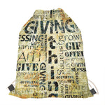 Giving And Tithing Religious Words Print Drawstring Bag