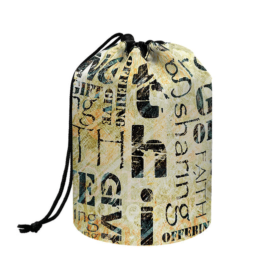 Giving And Tithing Religious Words Print Drawstring Makeup Bag
