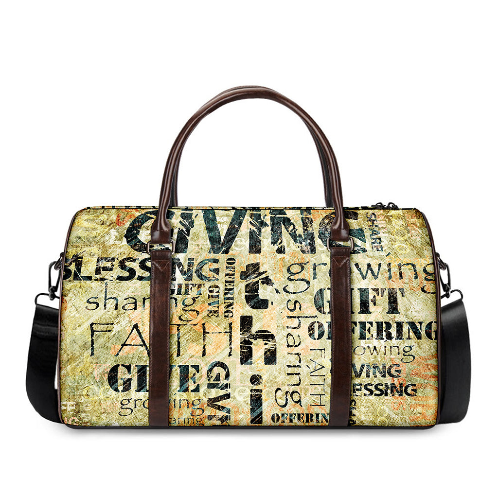 Giving And Tithing Religious Words Print Duffle Bag
