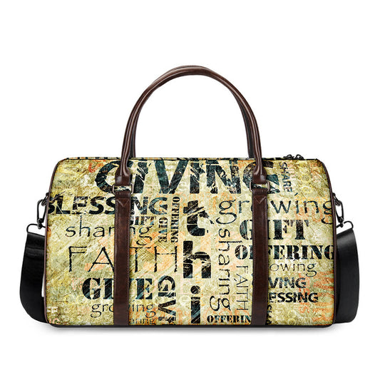 Giving And Tithing Religious Words Print Duffle Bag