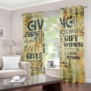 Giving And Tithing Religious Words Print Extra Wide Grommet Curtains