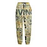 Giving And Tithing Religious Words Print Fleece Lined Knit Pants