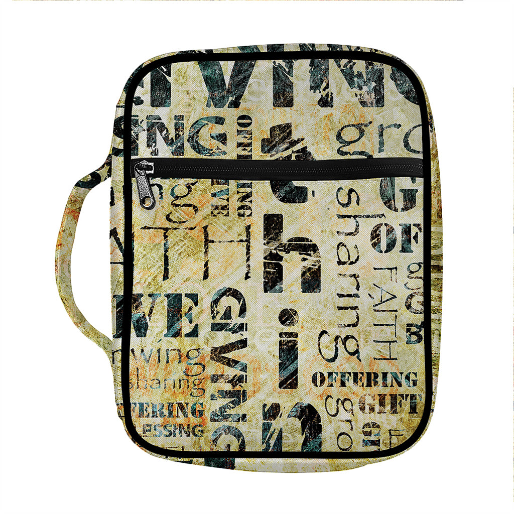 Giving And Tithing Religious Words Print Front Pocket Bible Bag