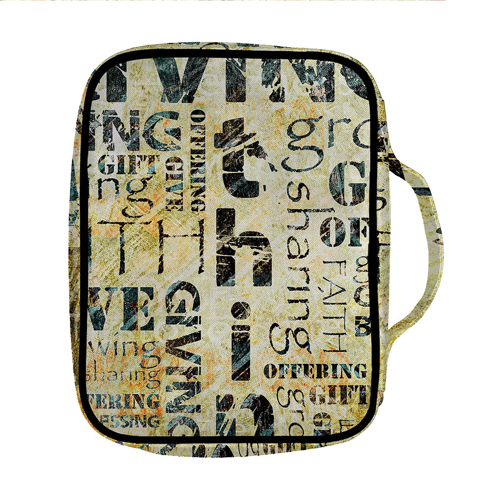 Giving And Tithing Religious Words Print Front Pocket Bible Bag