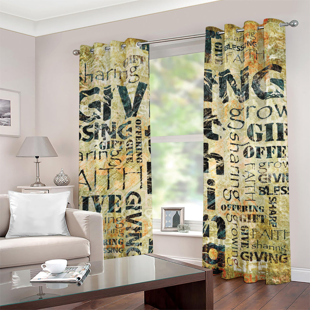 Giving And Tithing Religious Words Print Grommet Curtains