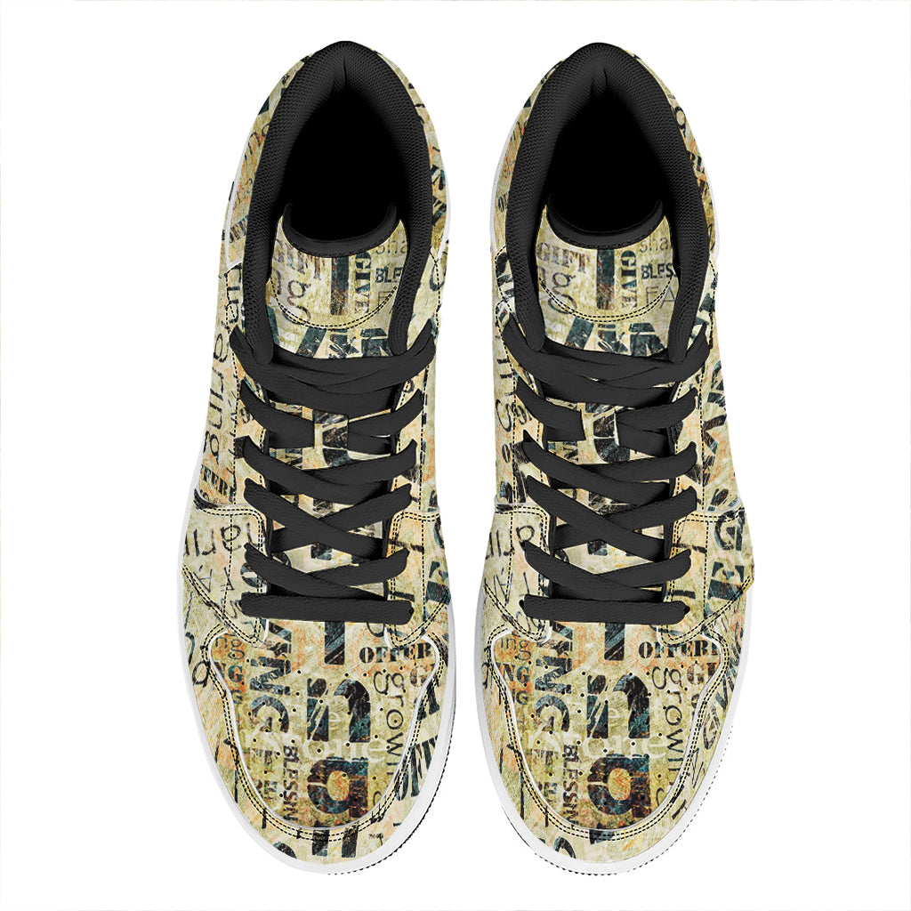 Giving And Tithing Religious Words Print High Top Leather Sneakers