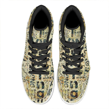 Giving And Tithing Religious Words Print High Top Leather Sneakers