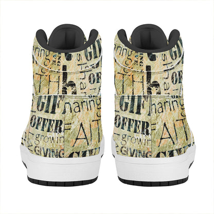 Giving And Tithing Religious Words Print High Top Leather Sneakers
