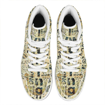 Giving And Tithing Religious Words Print High Top Leather Sneakers