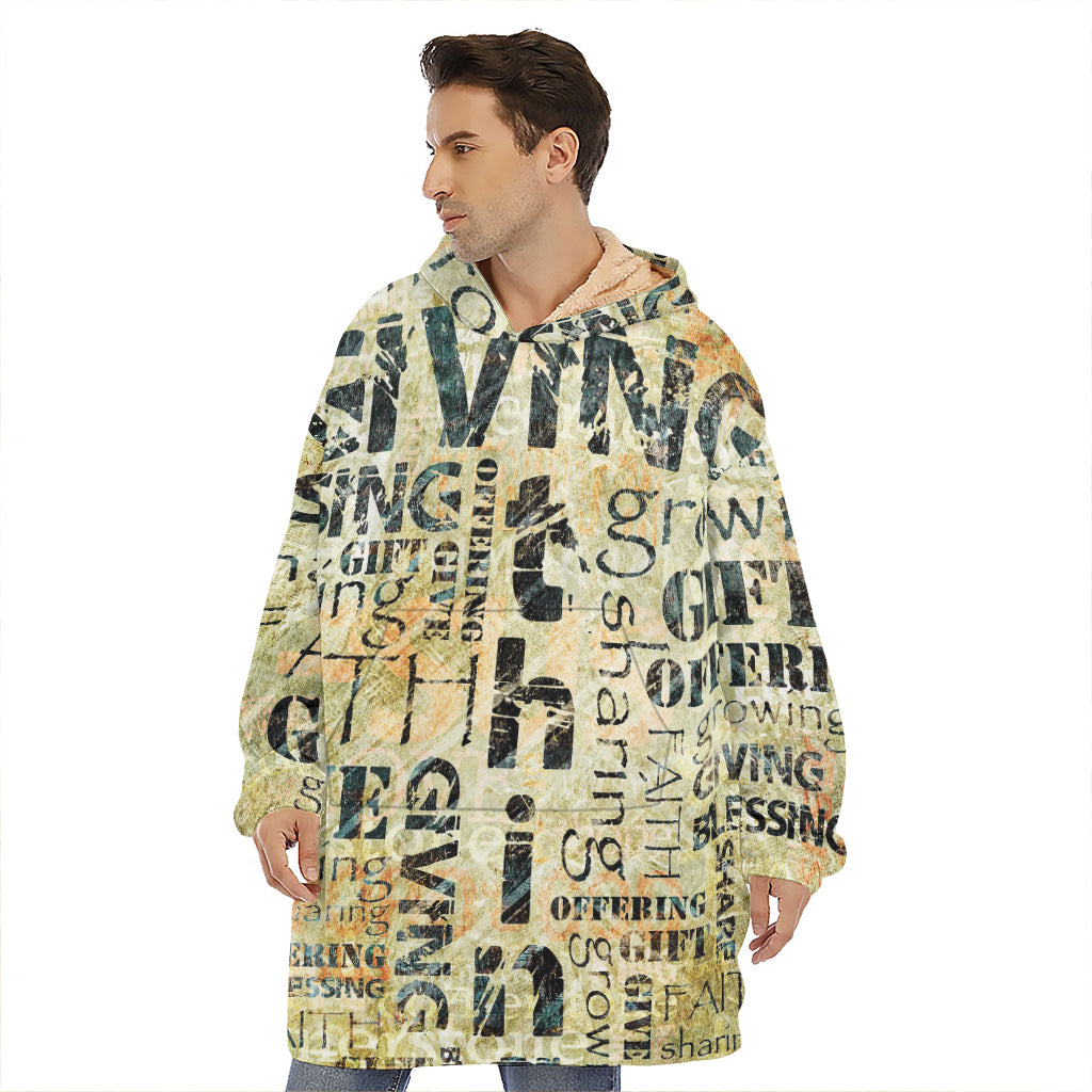 Giving And Tithing Religious Words Print Hoodie Blanket