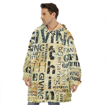 Giving And Tithing Religious Words Print Hoodie Blanket