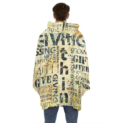 Giving And Tithing Religious Words Print Hoodie Blanket