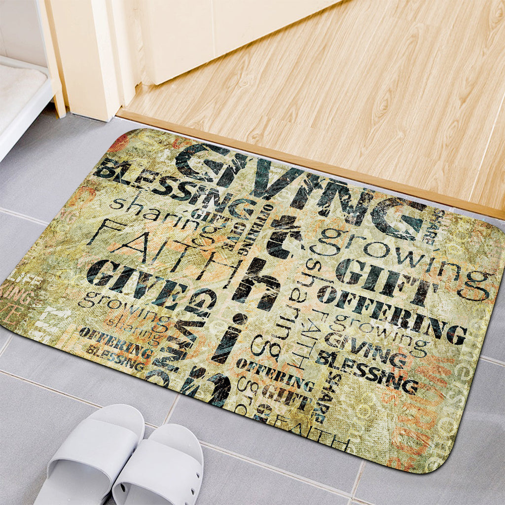 Giving And Tithing Religious Words Print Indoor Door Mat