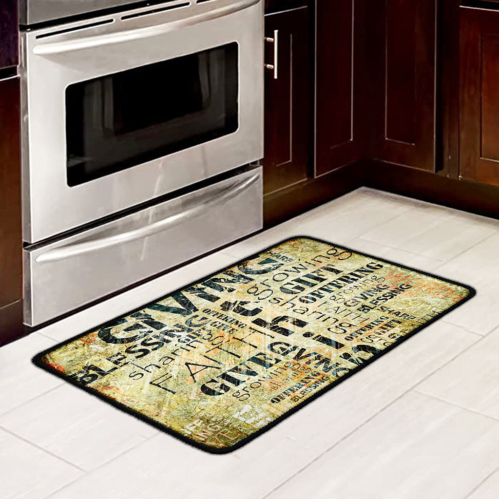 Giving And Tithing Religious Words Print Kitchen Mat
