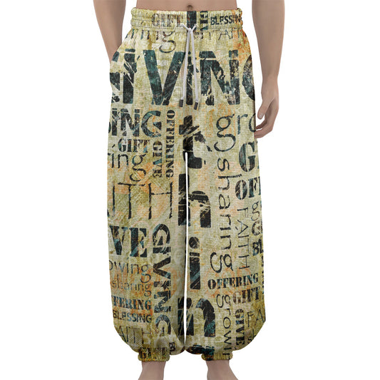 Giving And Tithing Religious Words Print Lantern Pants