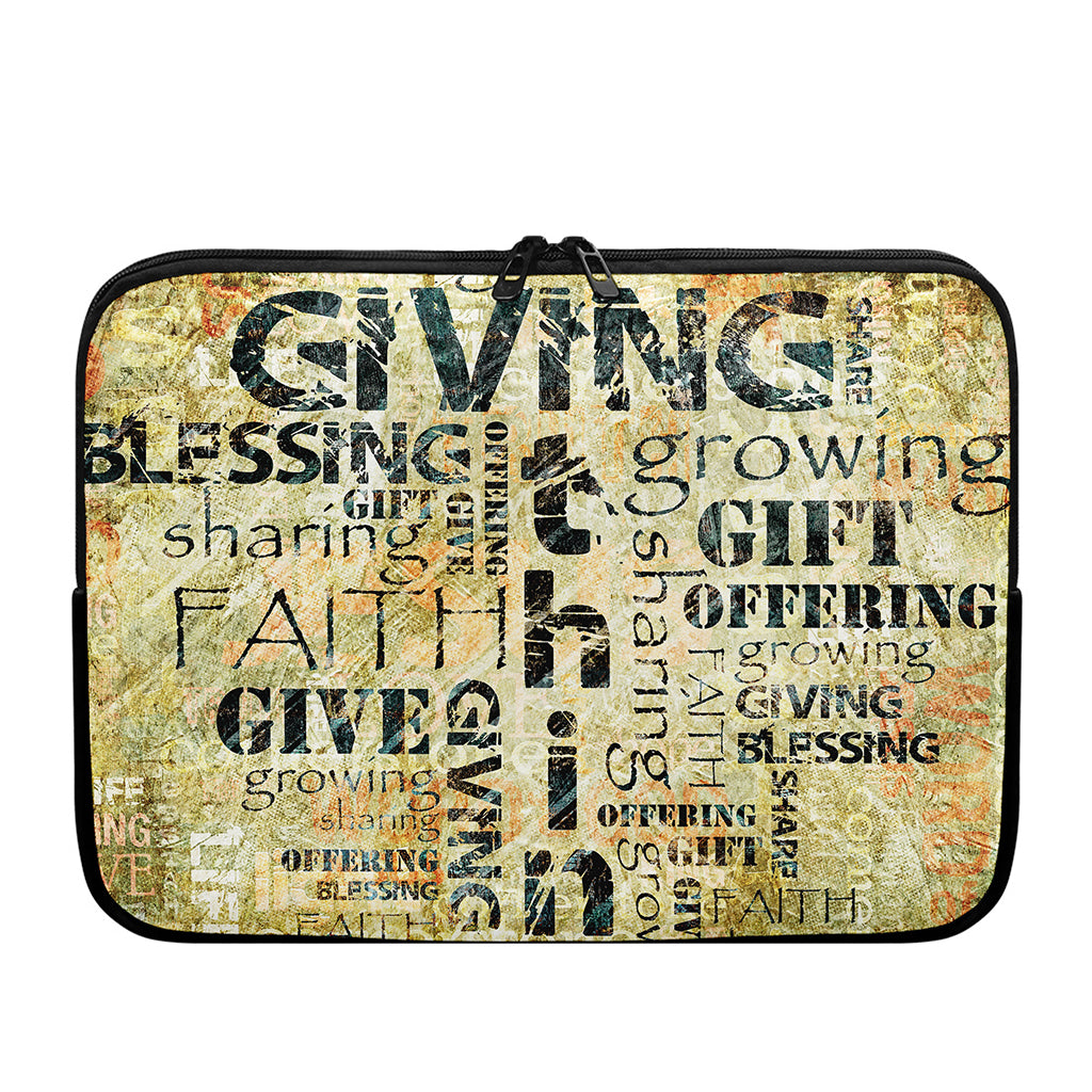 Giving And Tithing Religious Words Print Laptop Sleeve